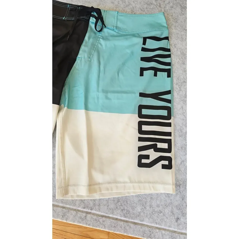 Vida Live Yours Colorblock Board Shorts Surf Swim Trunks Size 34